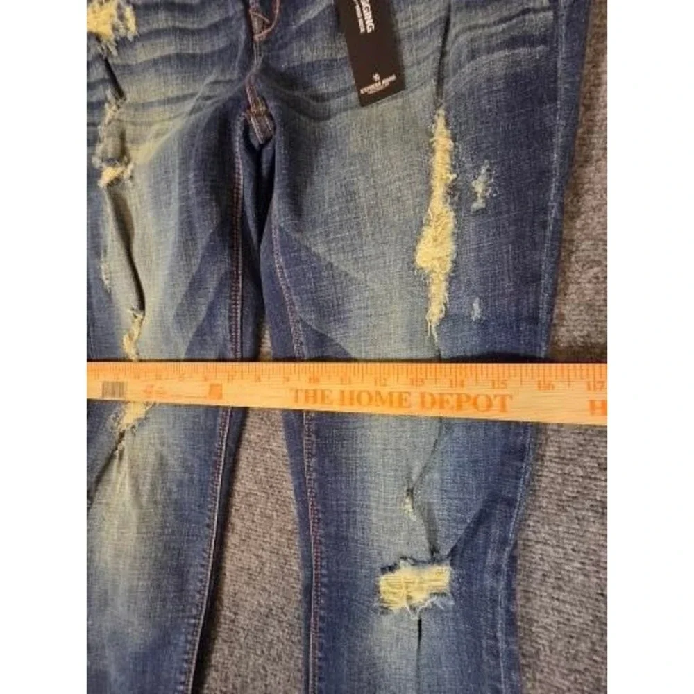 Express Mia‎ Mid Rise Legging Jeans Womens 10 Dark Wash Distressed Skinny Denim